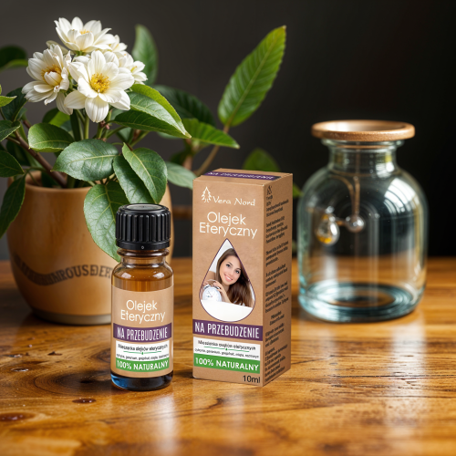 Vera Nord olejek eteryczny Na przebudzenie 10 ml. 100% naturalny i organiczny. Orzeźwia umysł i relaksuje ciało.
