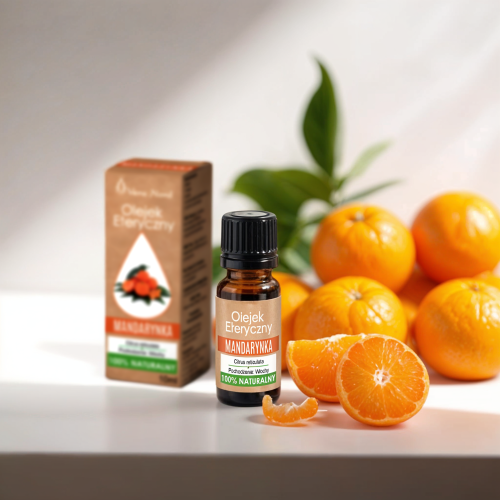 Vera Nord olejek eteryczny Mandarynka 10 ml. 100% naturalny i organiczny.  Działa relaksująco, poprawia samopoczucie.  Odświeża, poprawia ogólną kondycję i wygląd skóry, doskonale pielęgnuje. Jest zalecany przy nudnościach, zmęczeniu.