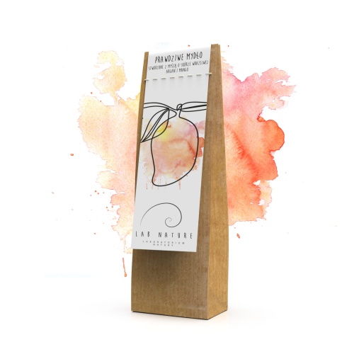Lab Nature prawdziwe mydło dla skóry wrażliwej - Argan i Mango. Mydło na bazie naturalnych olejów, w szczególności przeznaczone dla cierpiących na Atopowe Zapalenie Skóry. Zalecane dla cery wrażliwej i wymagającej.