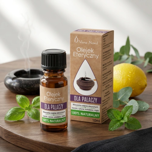 Vera Nord olejek eteryczny Dla palaczy 10 ml. 100% naturalny i organiczny. Orzeźwia i wspomaga oddychanie dzięki naturalnym właściwościom olejków.