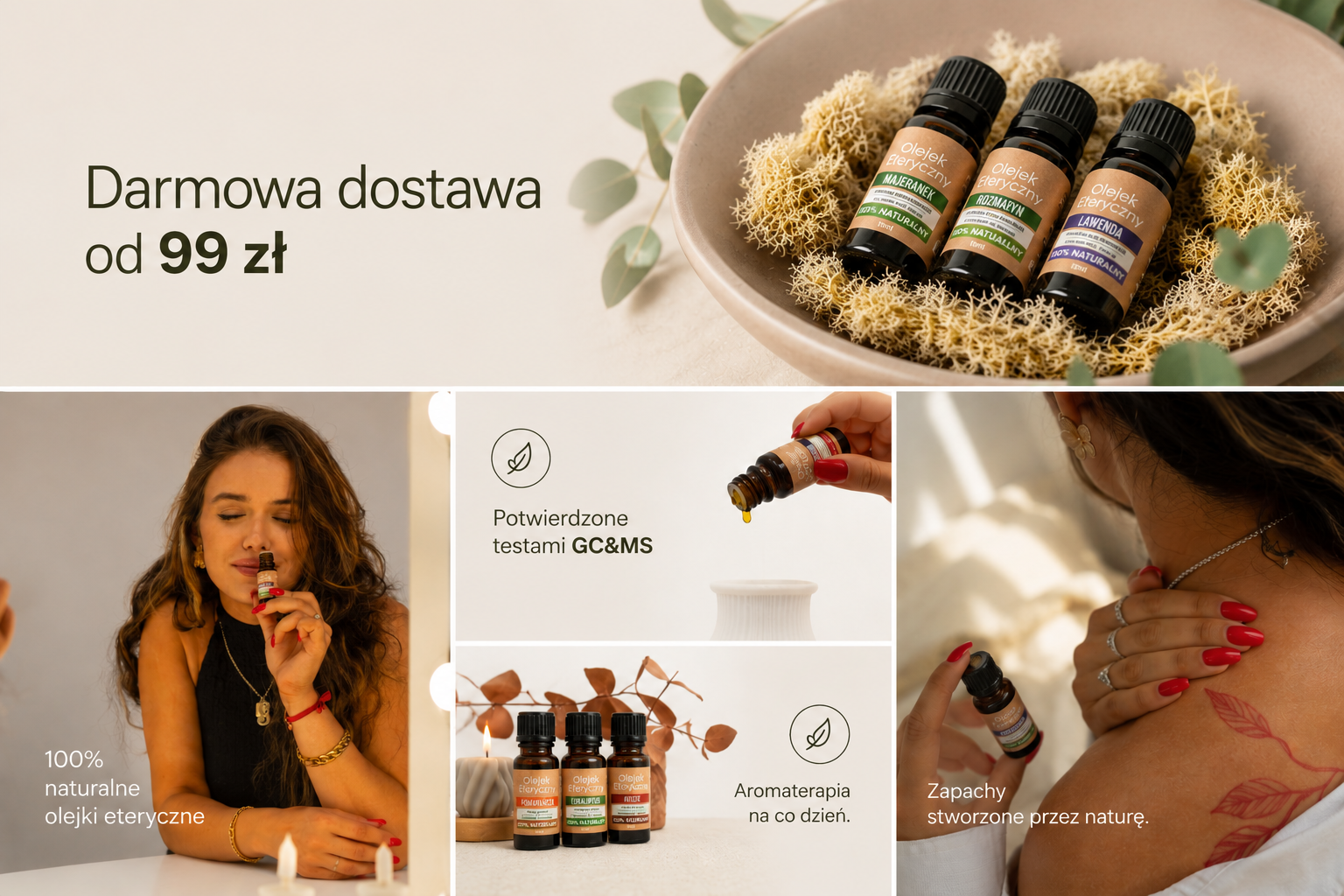 Darmowa dostawa od 99 zł – 100% naturalne olejki eteryczne, potwierdzone testami GC&MS, aromaterapia na co dzień, zapachy stworzone przez naturę